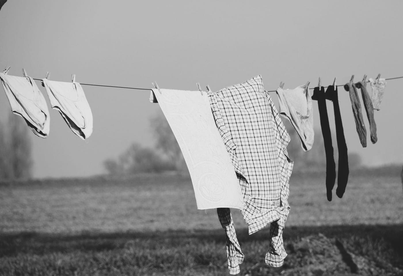 Turkish cotton towels hanging on a line to dry in daylight